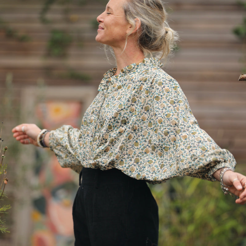 Blouse Miléna - voile de coton Fleurs de Jaipur