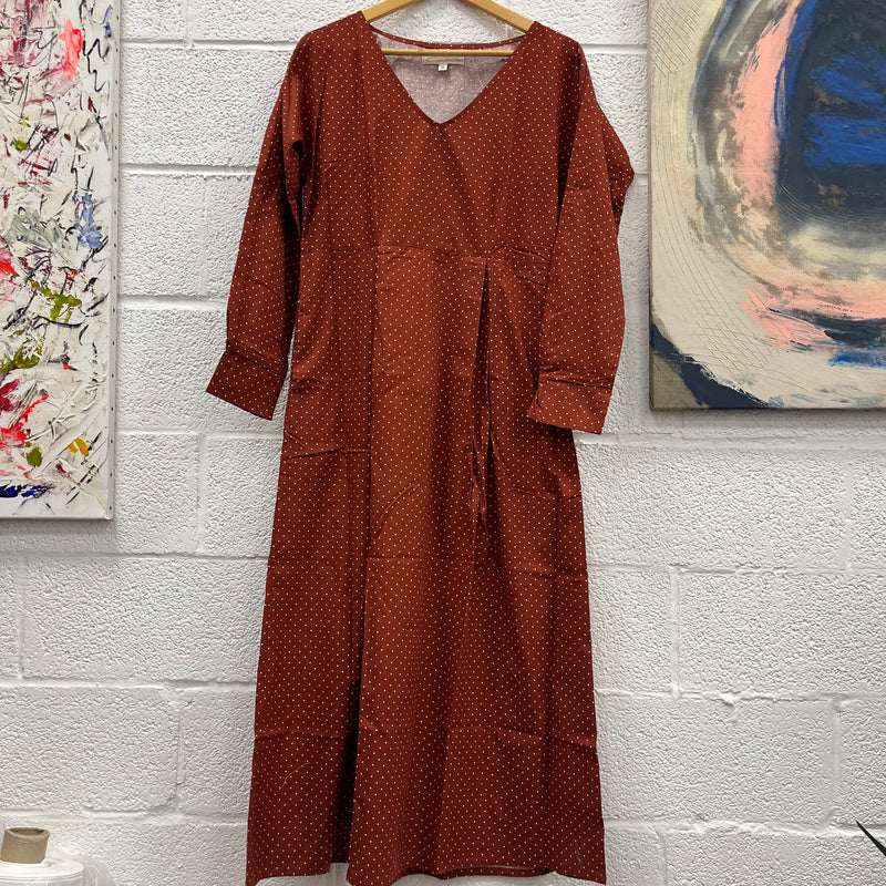 IMPARFAIT #87- défaut-robe marron a pois blanc
