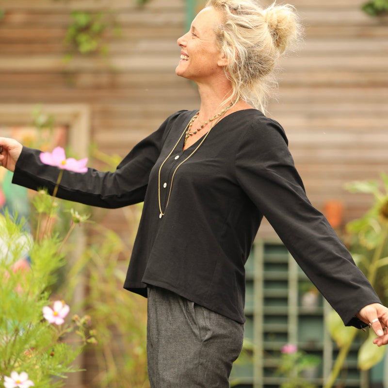 Blouse Flora - coton lavé noir - Quintessence