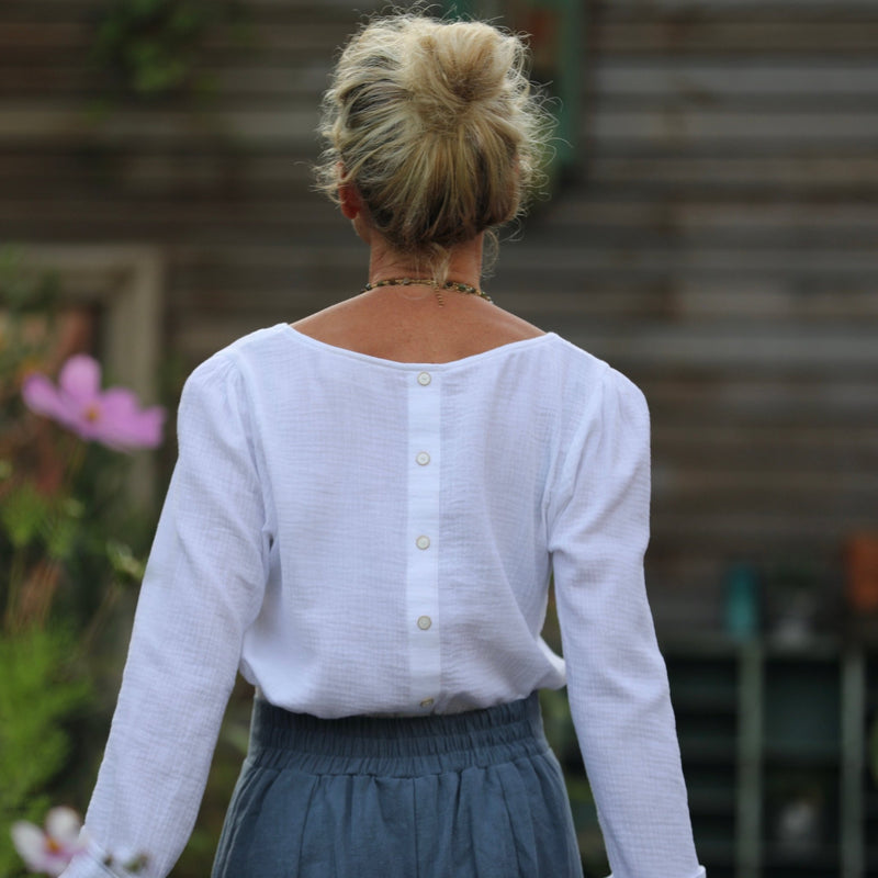 Blouse Flora - double gaze de coton blanche - Quintessence