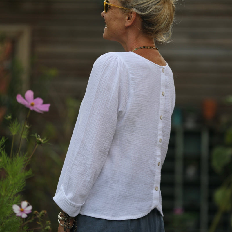 Blouse Flora - double gaze de coton blanche - Quintessence