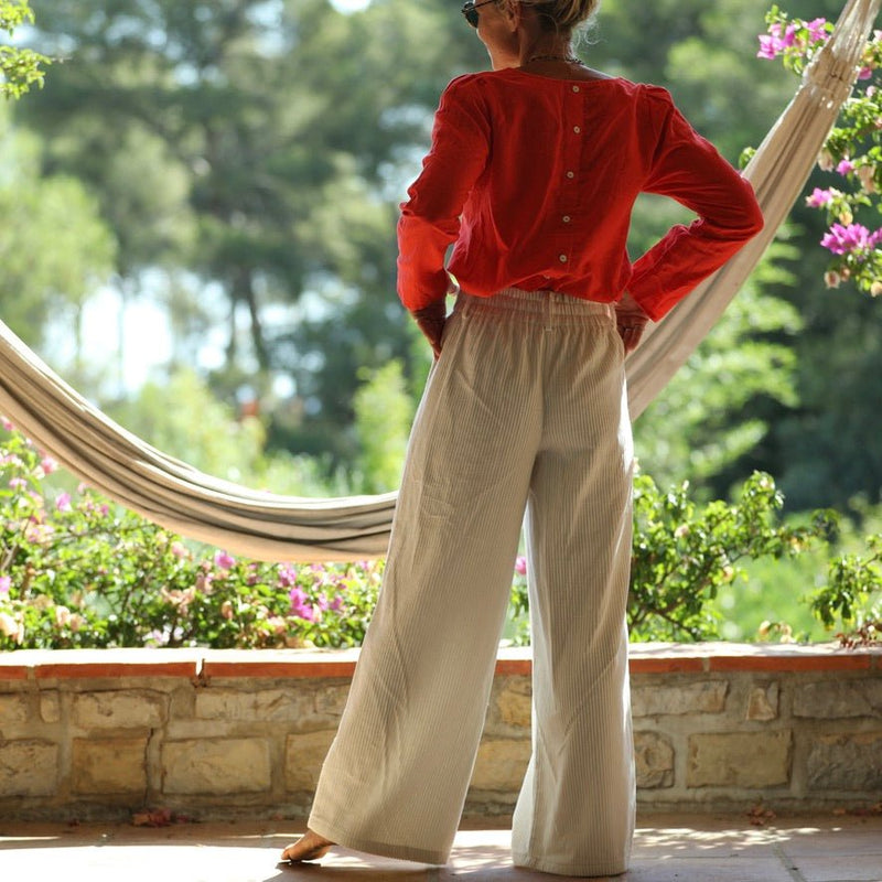 Blouse Flora - lin/viscose orange feu - Quintessence