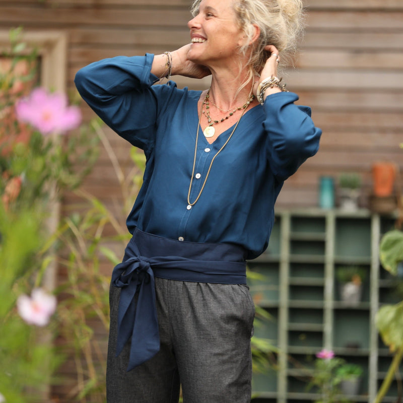 Blouse Flora - viscose bleu indigo - Quintessence