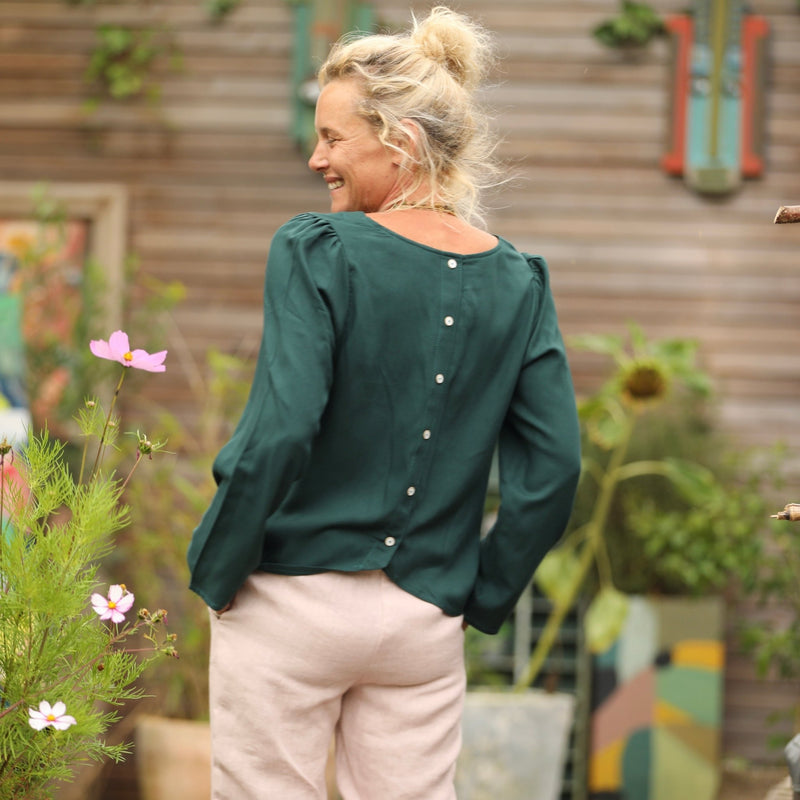 Blouse Flora - viscose vert anglais - Quintessence