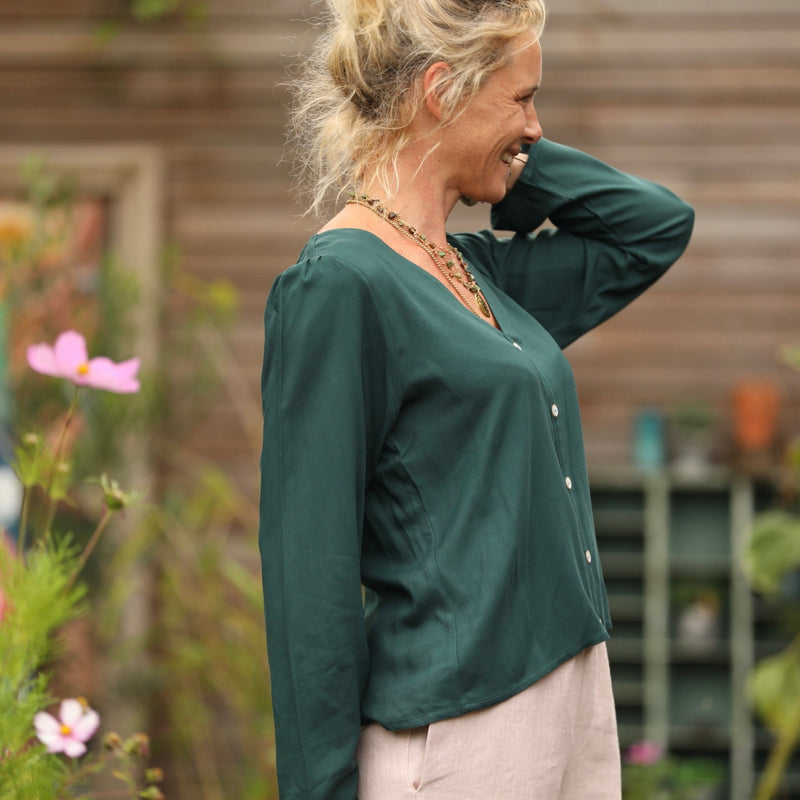 Blouse Flora - viscose vert anglais - Quintessence