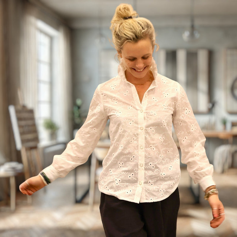 Blouse Marthe - broderie cosmos ajouré - Quintessence