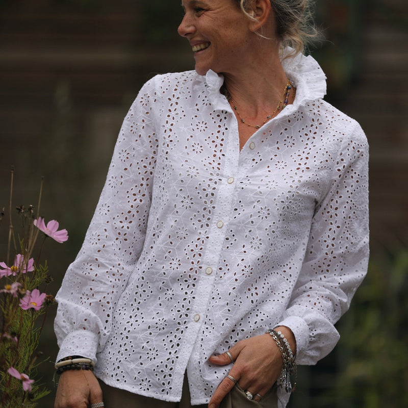 Blouse Marthe - broderie fleurie blanche - Quintessence