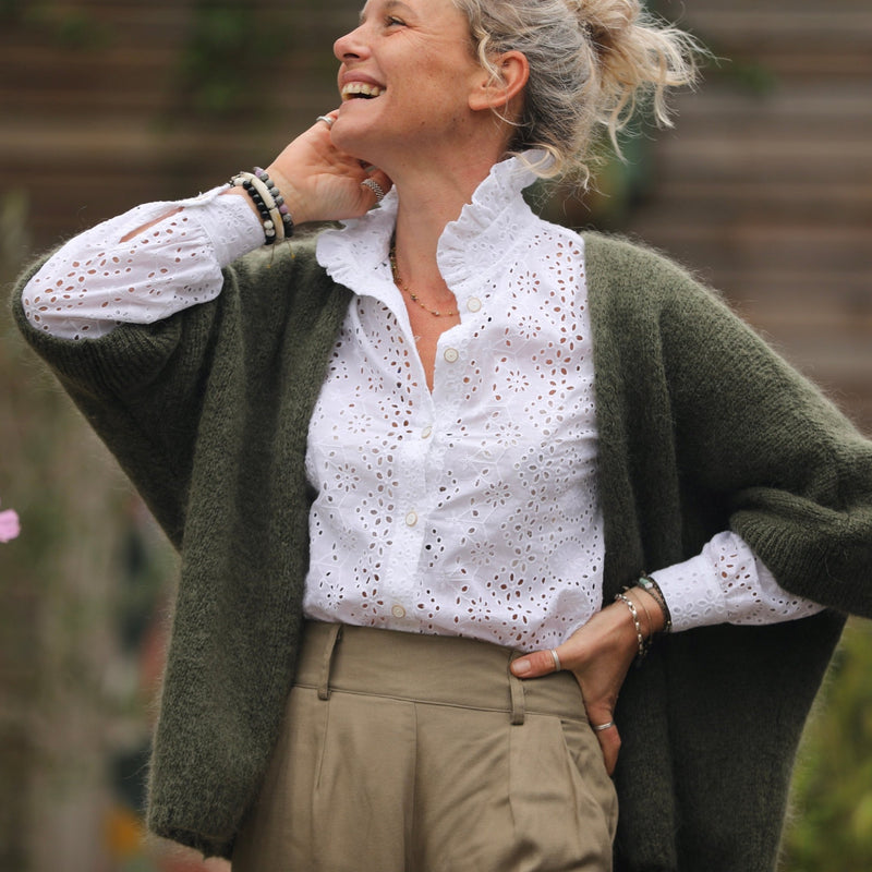 Blouse Marthe - broderie fleurie blanche - Quintessence