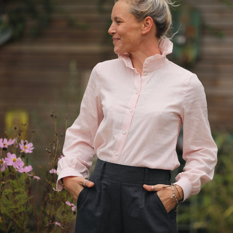 Blouse Marthe - Dobby de coton tressé rose poudré - Quintessence