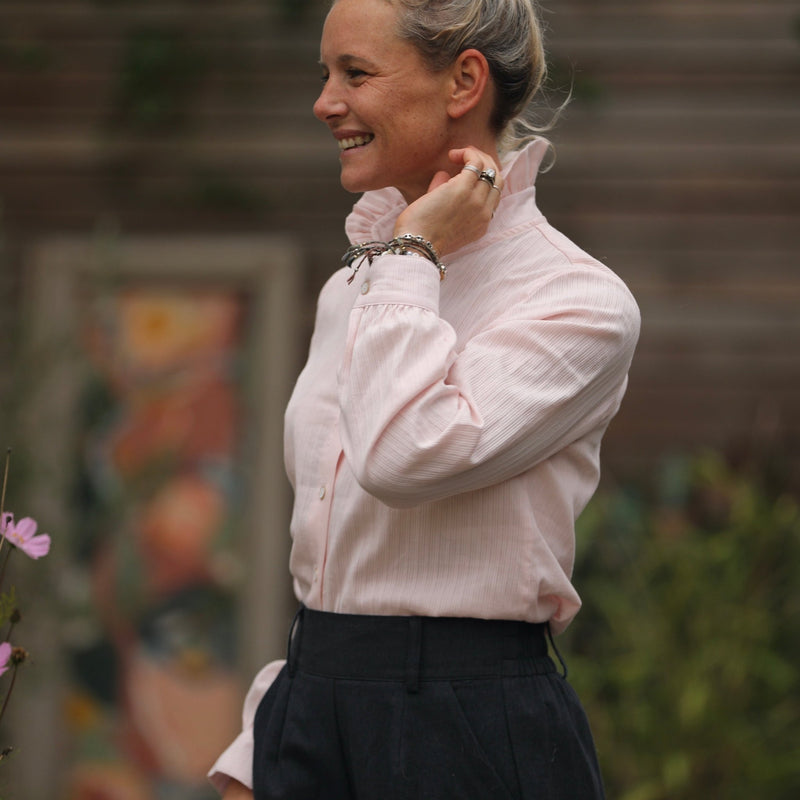 Blouse Marthe - Dobby de coton tressé rose poudré - Quintessence