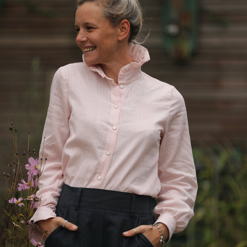 Blouse Marthe - Dobby de coton tressé rose poudré - Quintessence