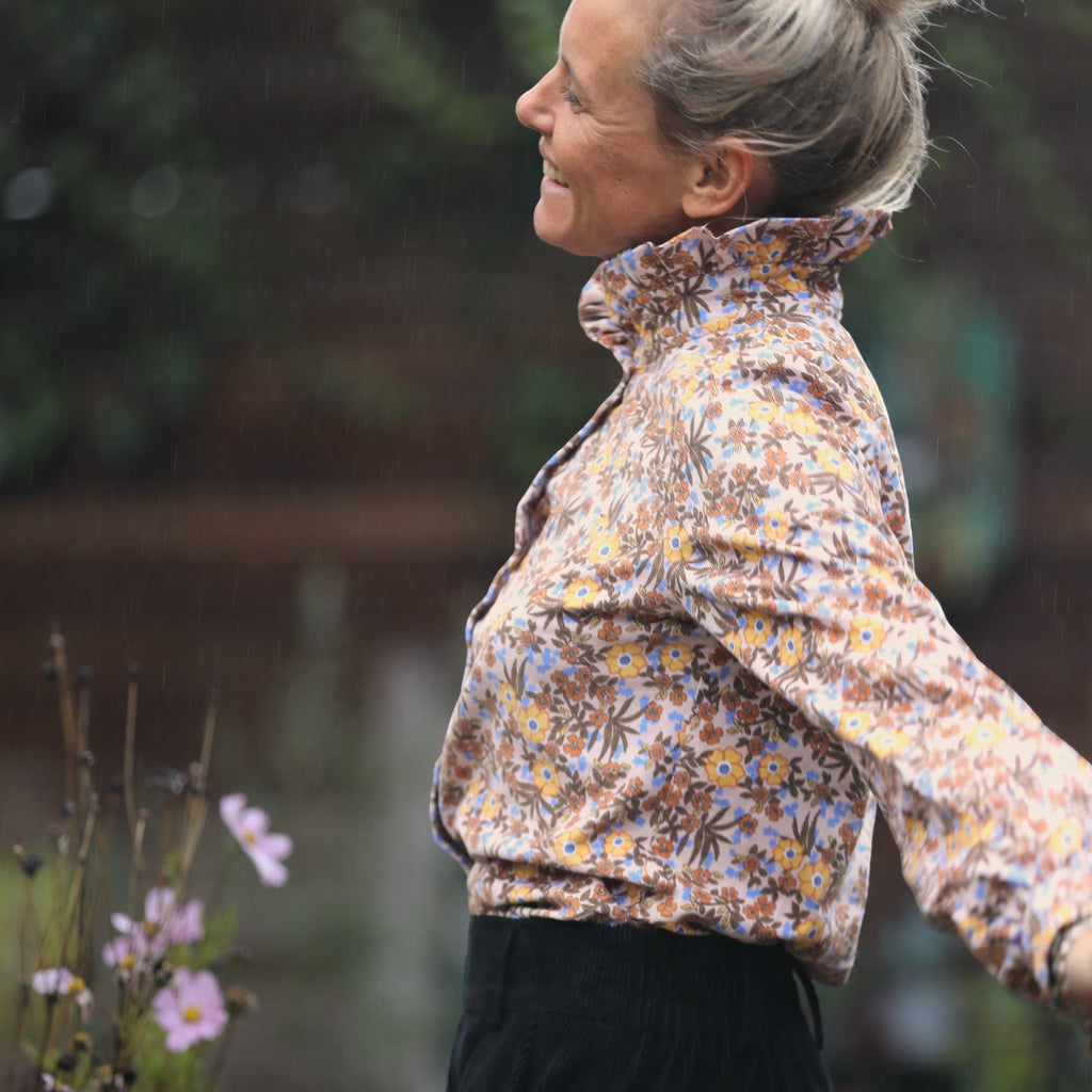 Blouse Marthe - velours milleraies fleuri champêtre - Quintessence