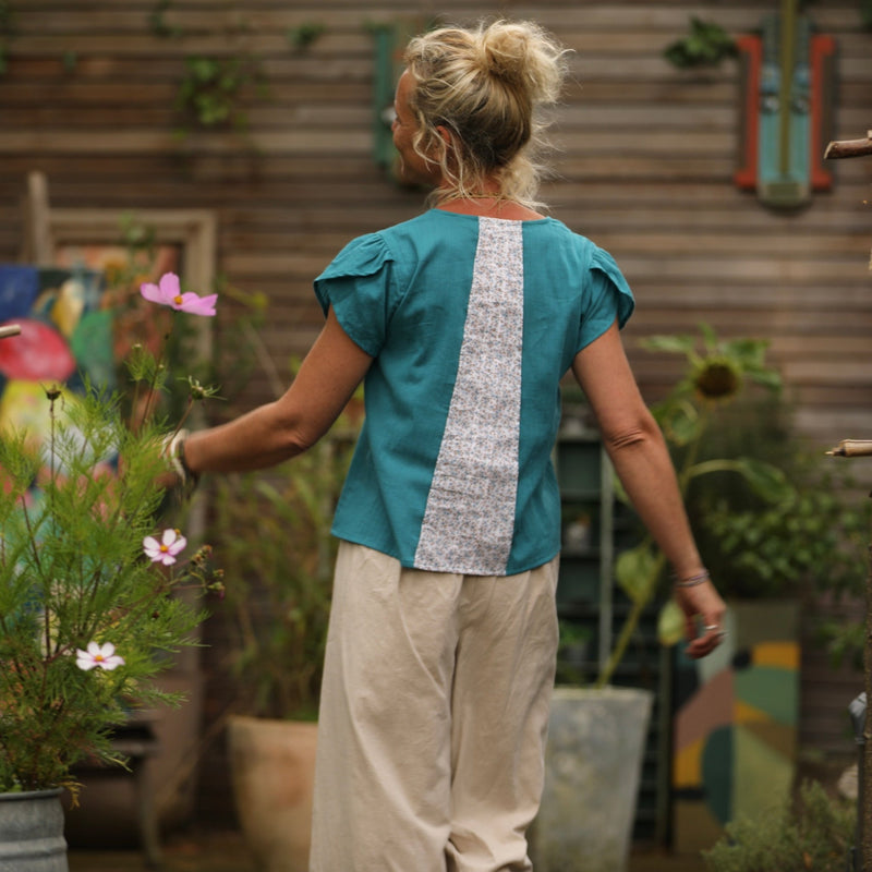 Blouse Sacha - coton tressé turquoise - Quintessence