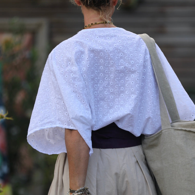 Blouse Yoko - broderie Rêverie blanche - Quintessence