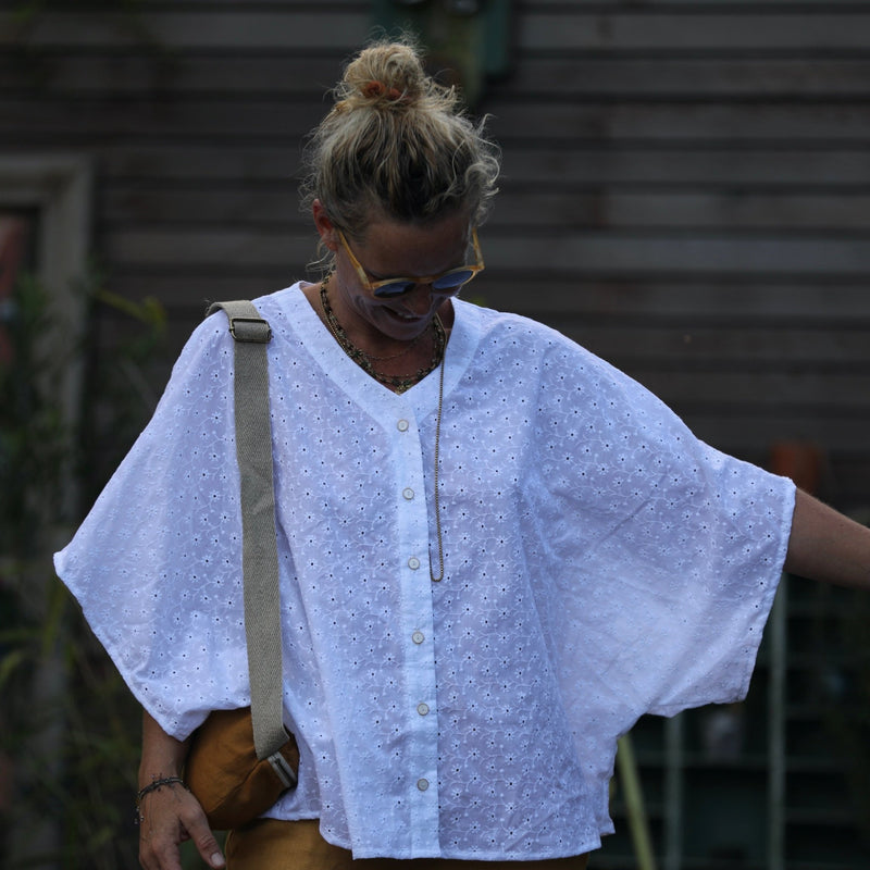 Blouse Yoko - broderie Rêverie blanche - Quintessence