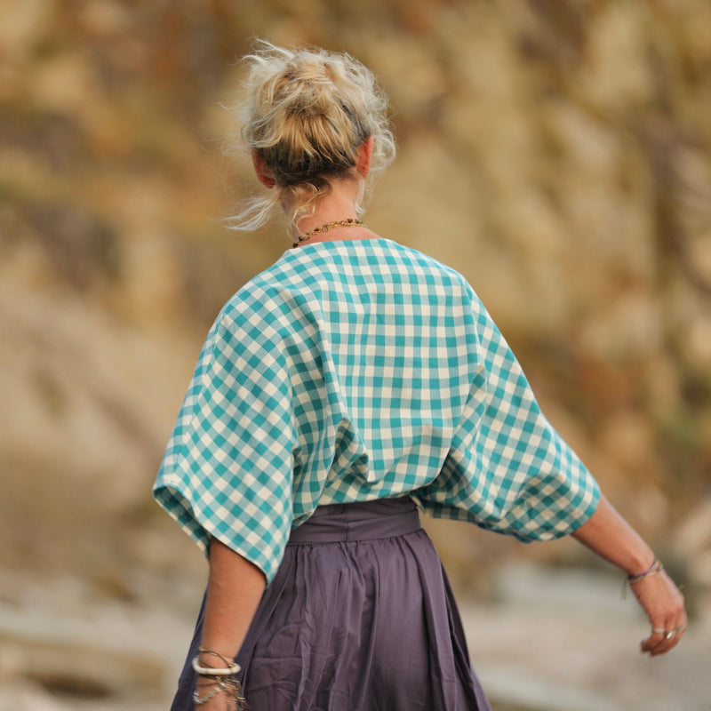 Blouse Yoko - coton carreaux canard - Quintessence