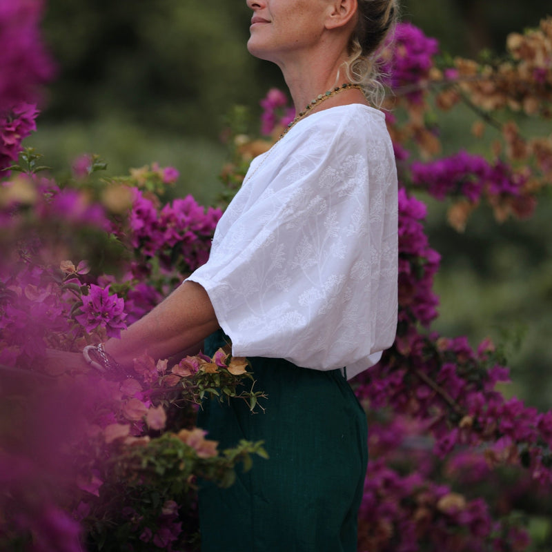 Blouse Yoko - voile de coton brodé carottes sauvages - Quintessence