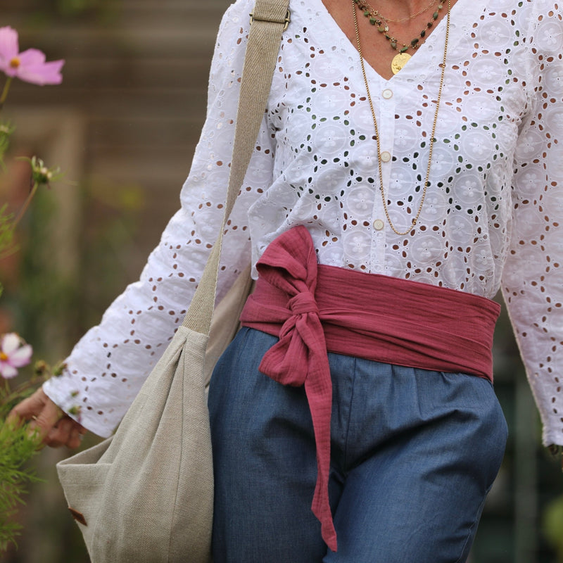 Ceinture Anita - double gaze de coton framboise - Quintessence