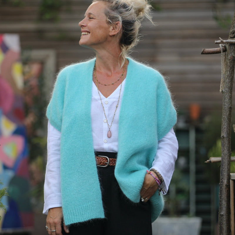 Gilet Mireille turquoise - Quintessence