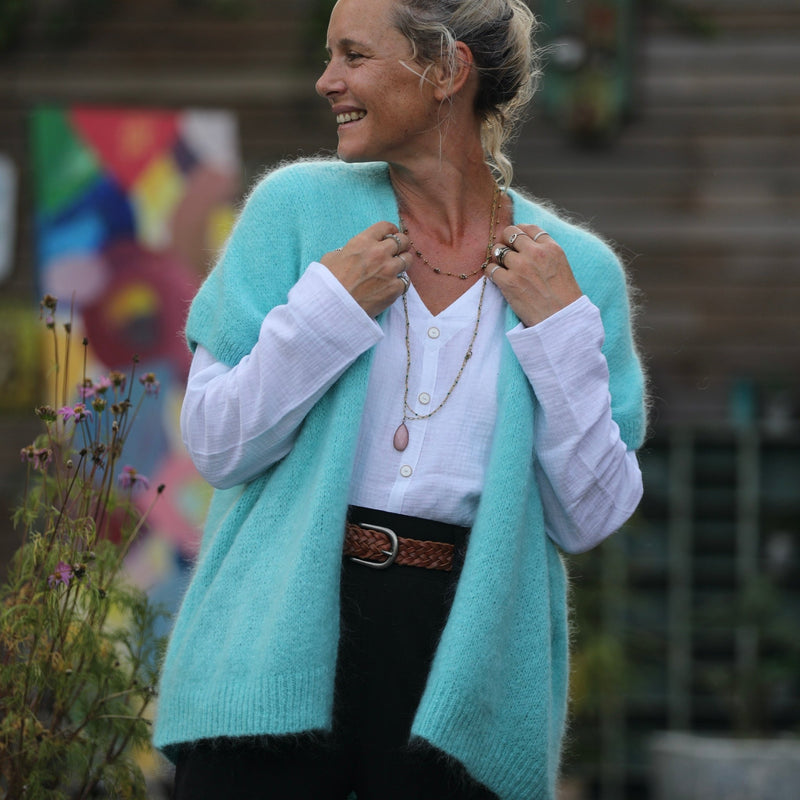 Gilet Mireille turquoise - Quintessence