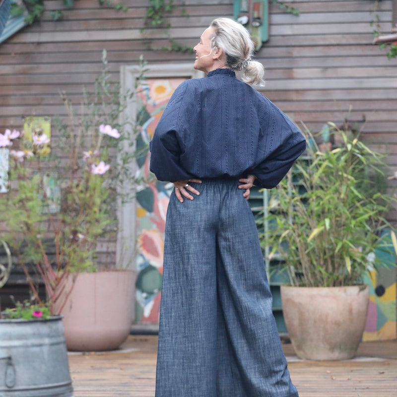 Jupe culotte Arielle en jean bleu chiné - Quintessence