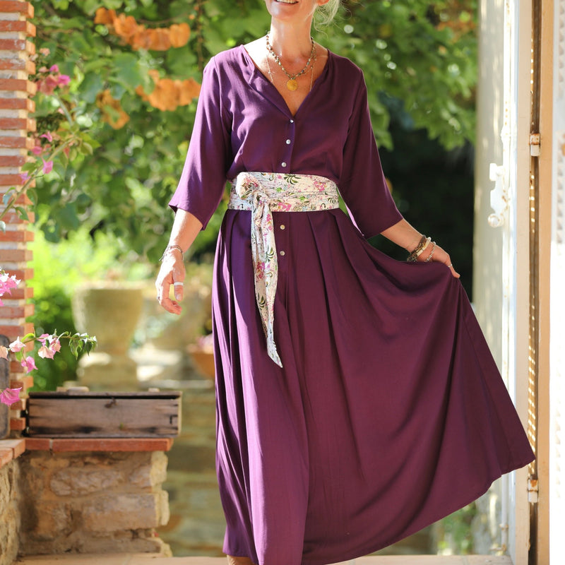 La combi India manches 3/4 en viscose lilas - Quintessence