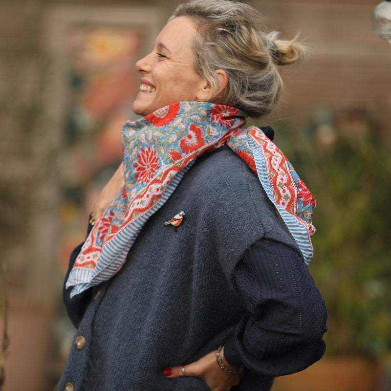 Le foulard Indira Coquelicot - Quintessence