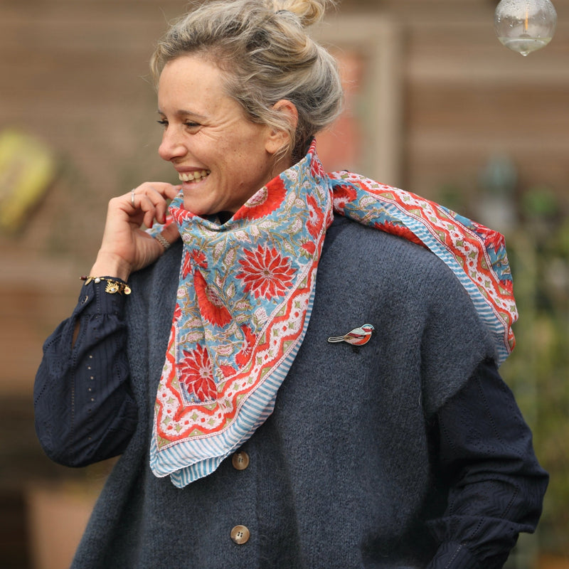 Le foulard Indira Coquelicot - Quintessence