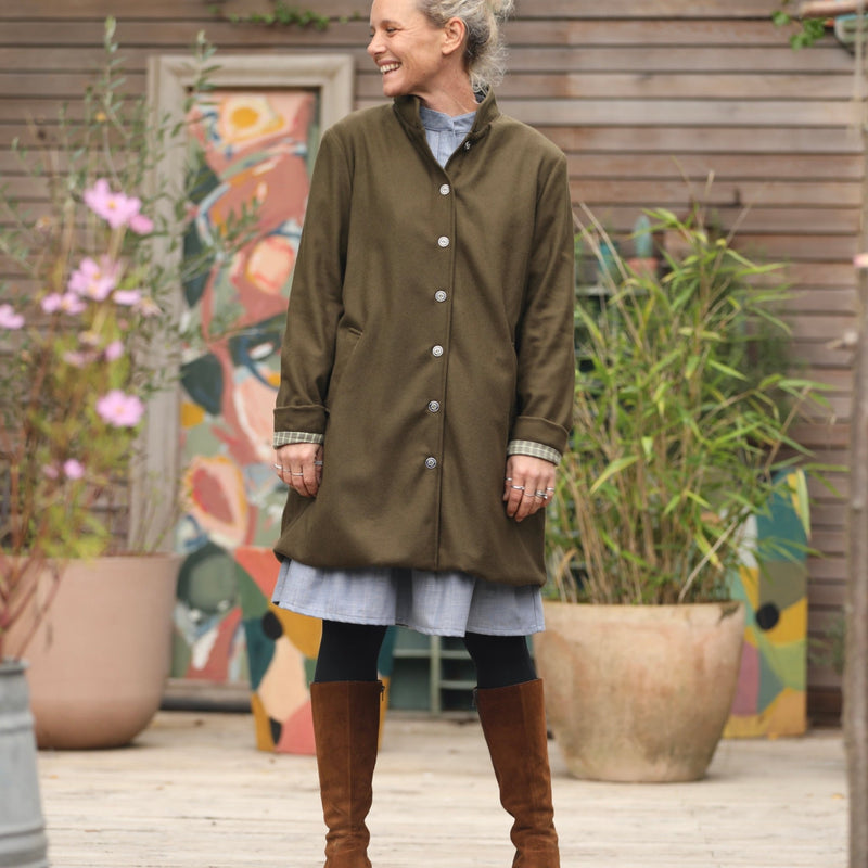 Manteau Paul 3/4 - lainage kaki - Quintessence