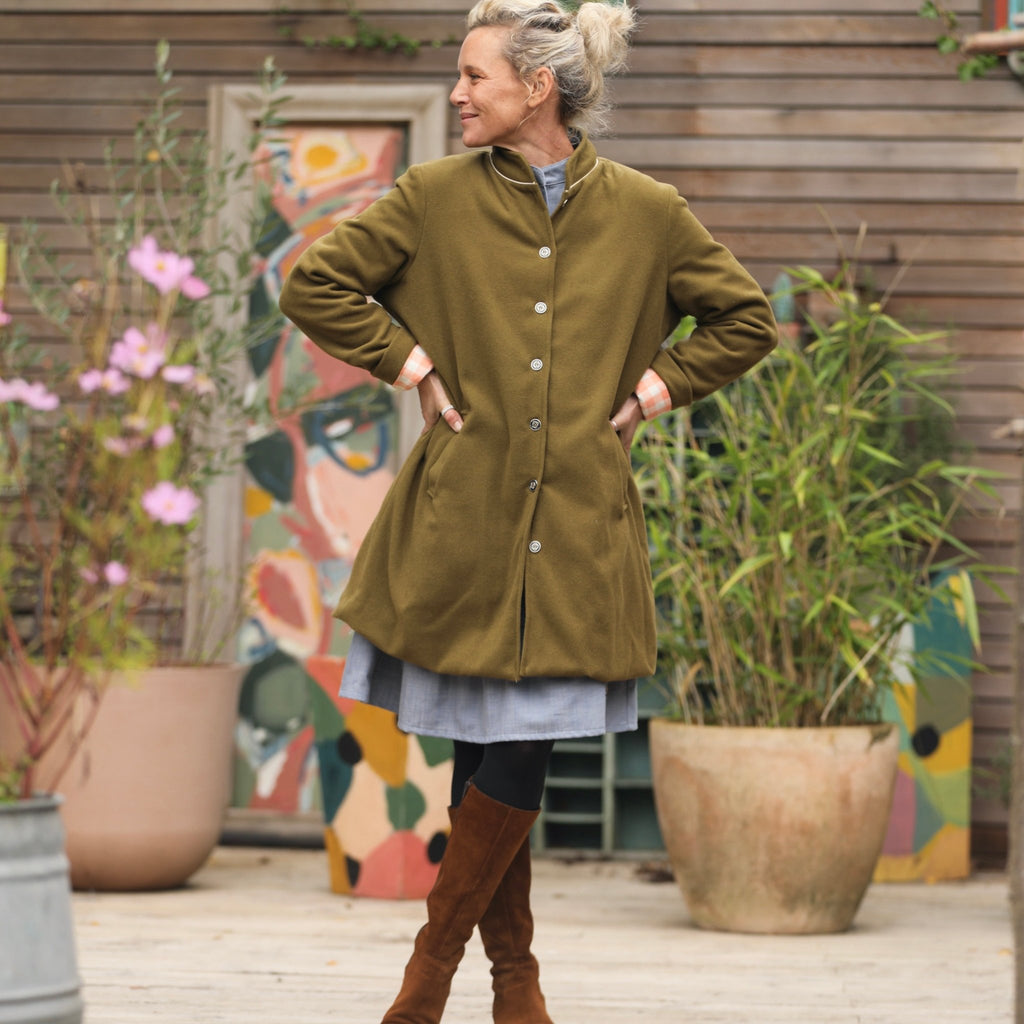 Manteau Paul 3/4 - lainage kiwi - Quintessence