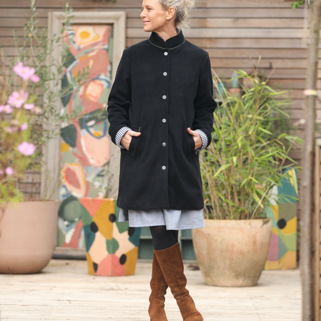 Manteau Paul 3/4 - lainage noir - Quintessence