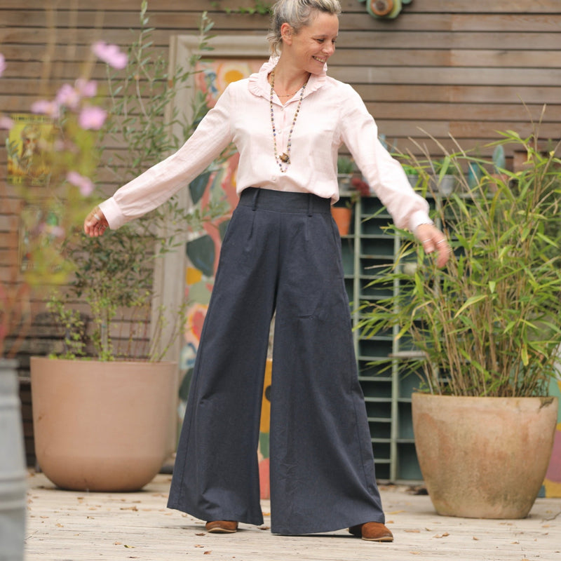 Pantalon César - Flanelle de coton ardoise chiné - Quintessence