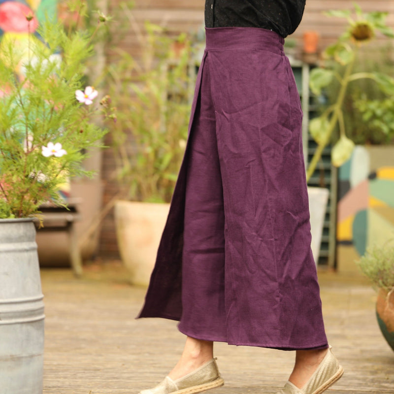 Pantalon drapé Mathilde - lin lilas - Quintessence