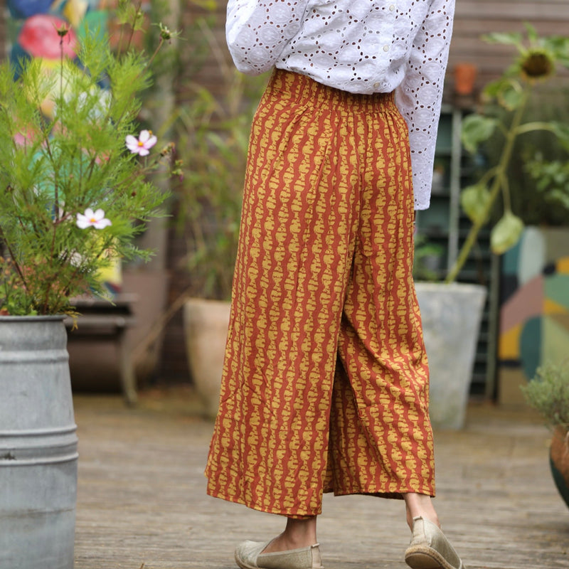 Pantalon drapé Mathilde - viscose batik terracotta - Quintessence