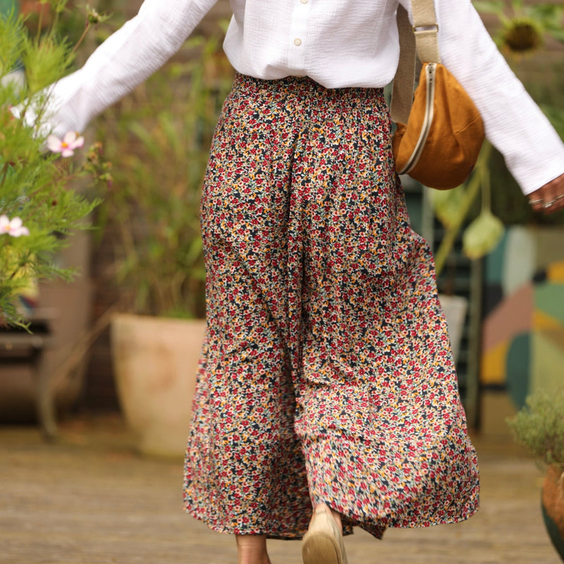 Pantalon drapé Mathilde - viscose fleuri d'été - Quintessence