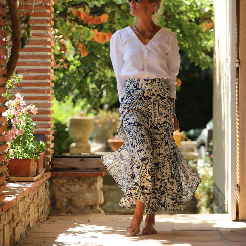 Pantalon drapé Mathilde - viscose Santorin - Quintessence