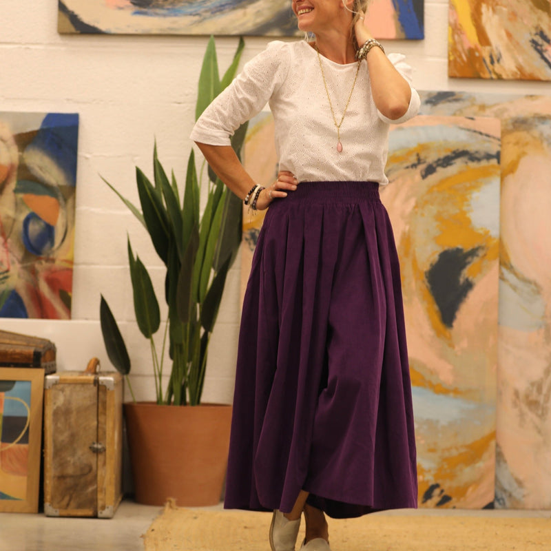 Pantalon Paco - velours milleraies lilas - Quintessence