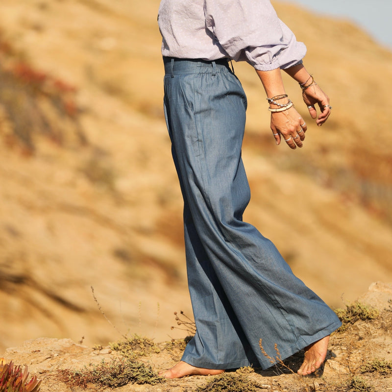 Pantalon Tom - jean de coton léger bleu - Quintessence