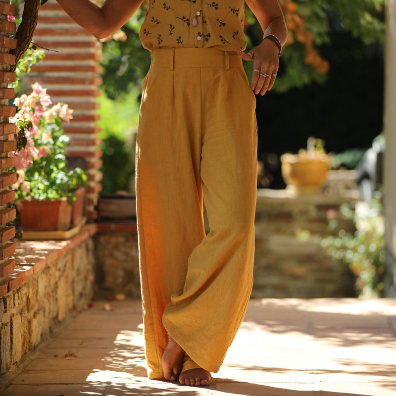 Pantalon Tom - lin ston wash ocre - Quintessence