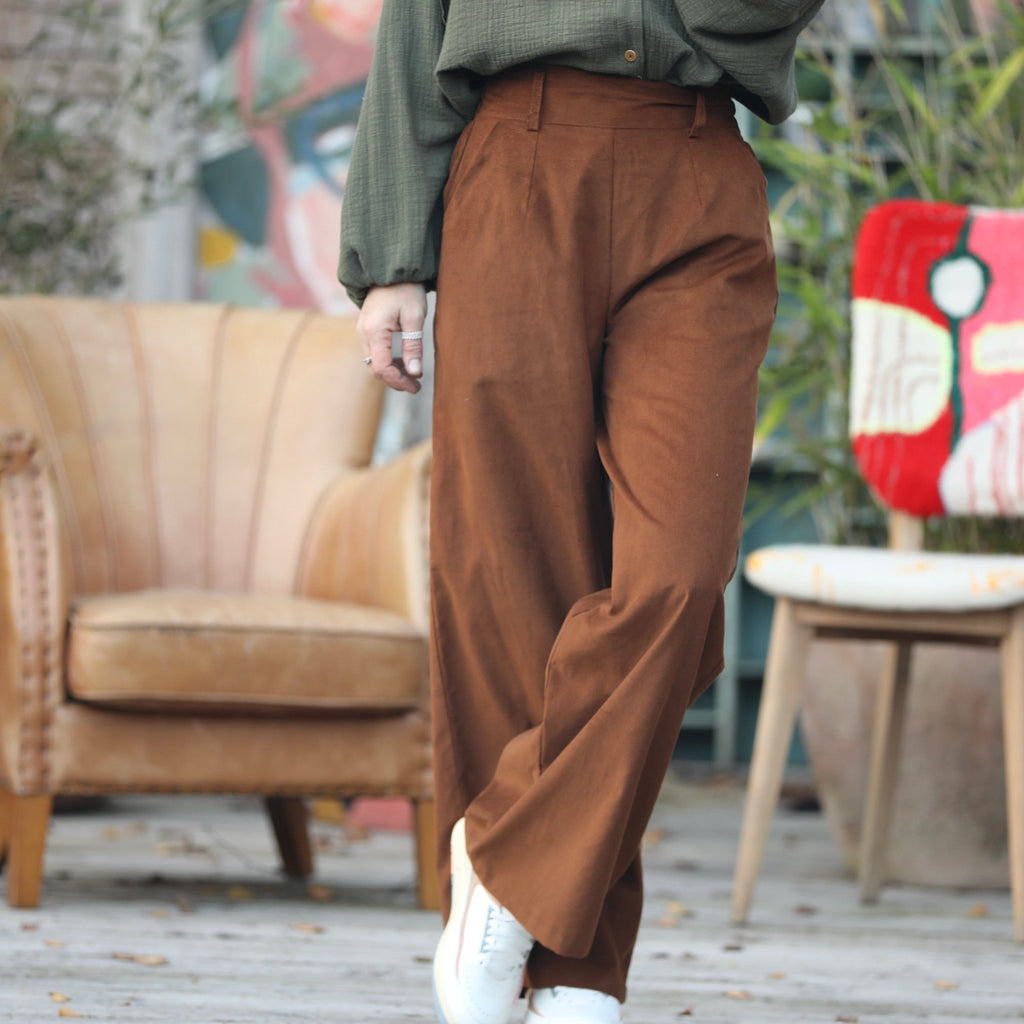 Pantalon Tom - velours milleraies camel - Quintessence