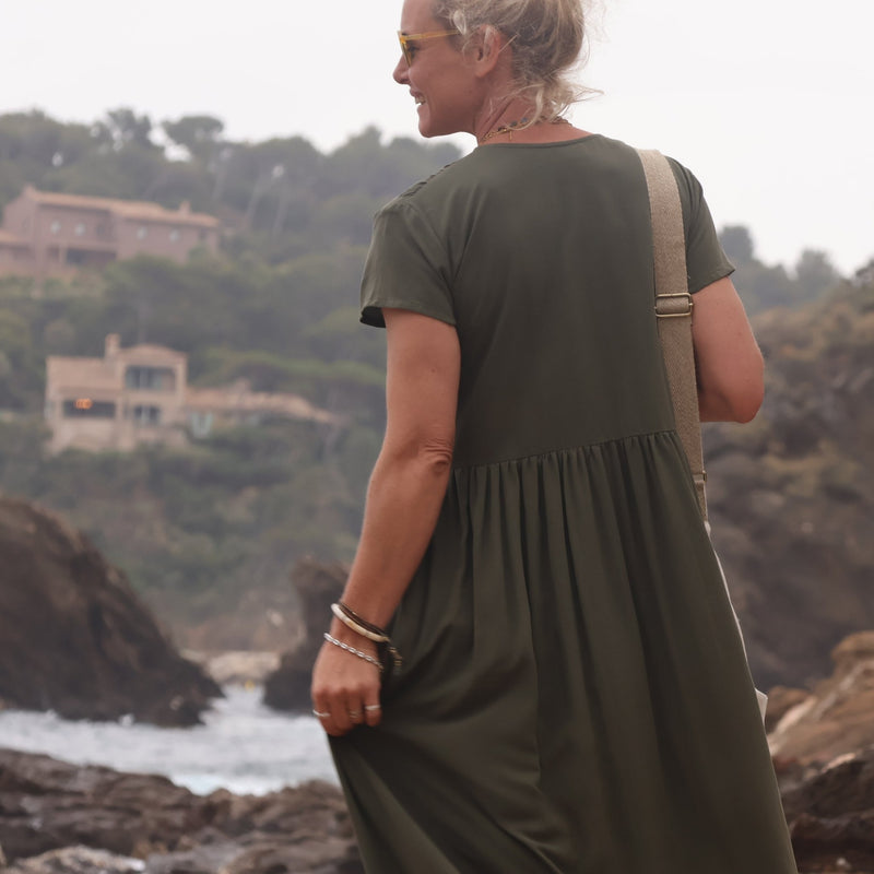 Robe Amélia viscose/lin kaki - Quintessence