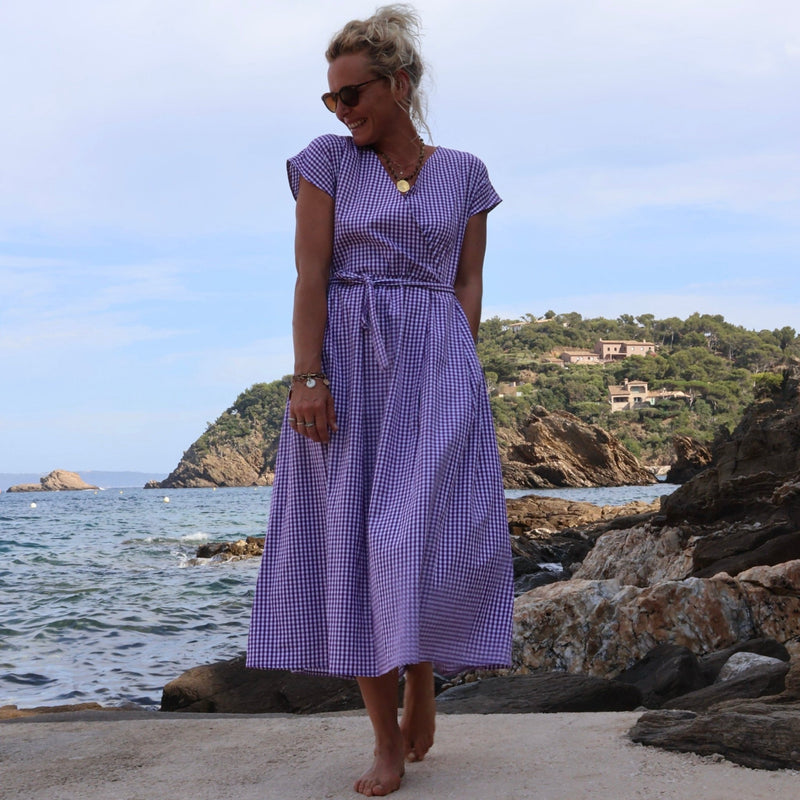 Robe Athéna - coton vichy lilas - Quintessence