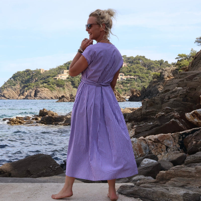 Robe Athéna - coton vichy lilas - Quintessence