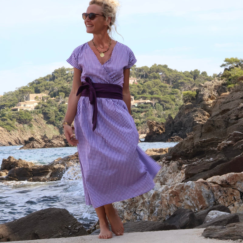 Robe Athéna - coton vichy lilas - Quintessence