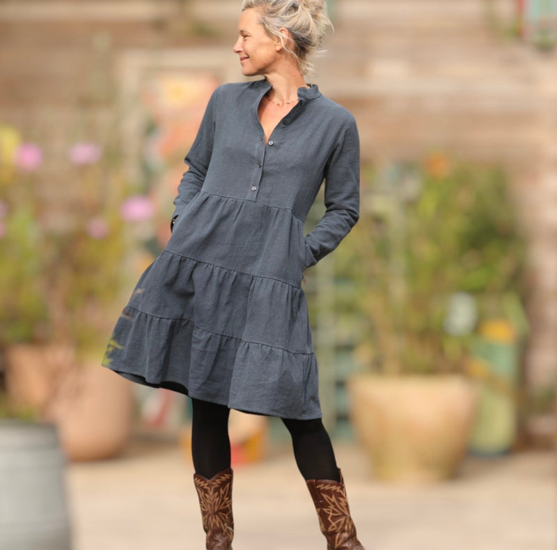 Robe Bella - lin stone wash bleu navy - Quintessence