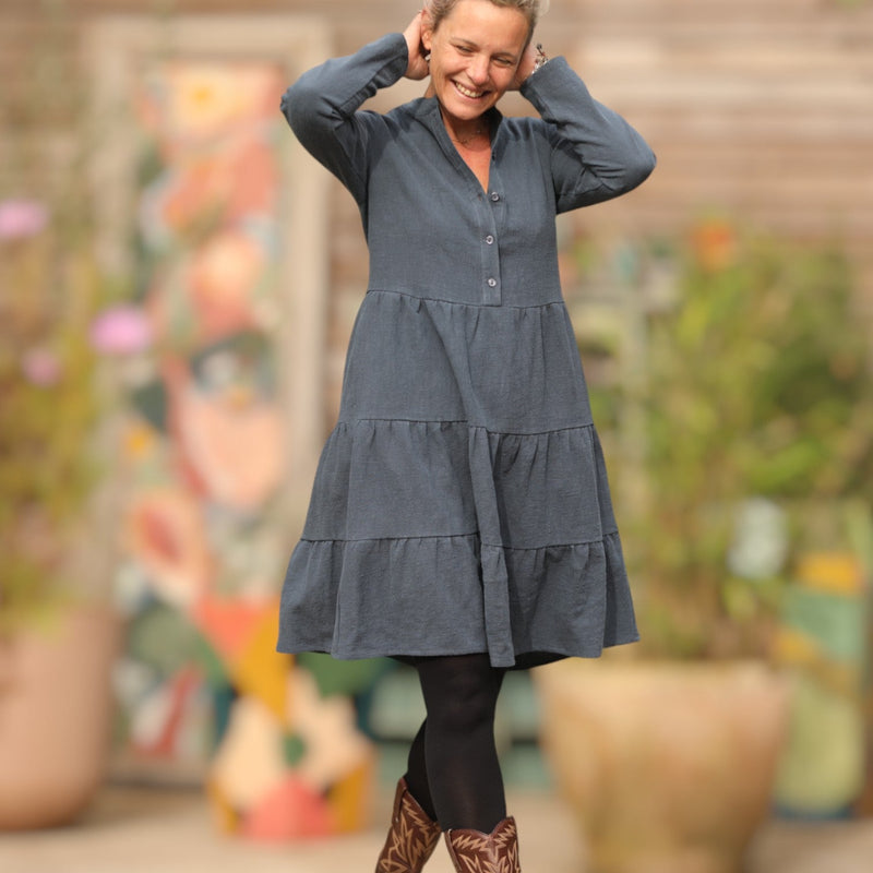 Robe Bella - lin stone wash bleu navy - Quintessence