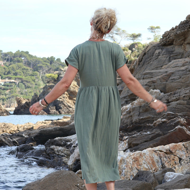 Robe Elsie en viscose/lin eucalyptus - Quintessence