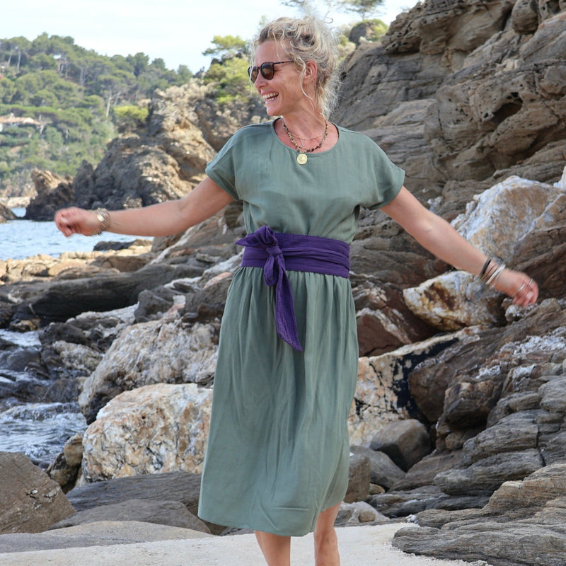 Robe Elsie en viscose/lin eucalyptus - Quintessence