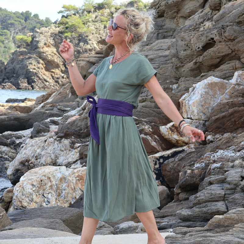 Robe Elsie en viscose/lin eucalyptus - Quintessence