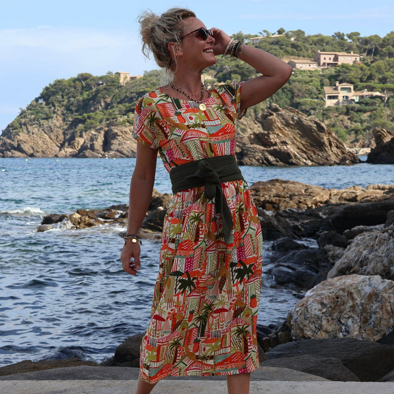 Robe Elsie viscose Verdure tropicale - Quintessence